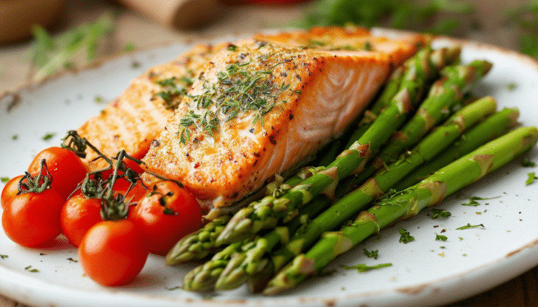 discover this easy recipe for baked salmon with asparagus and cherry tomatoes. perfectly seasoned salmon fillets are baked to perfection alongside vibrant veggies, creating a healthy and delicious meal that’s quick to prepare and packed with flavor.