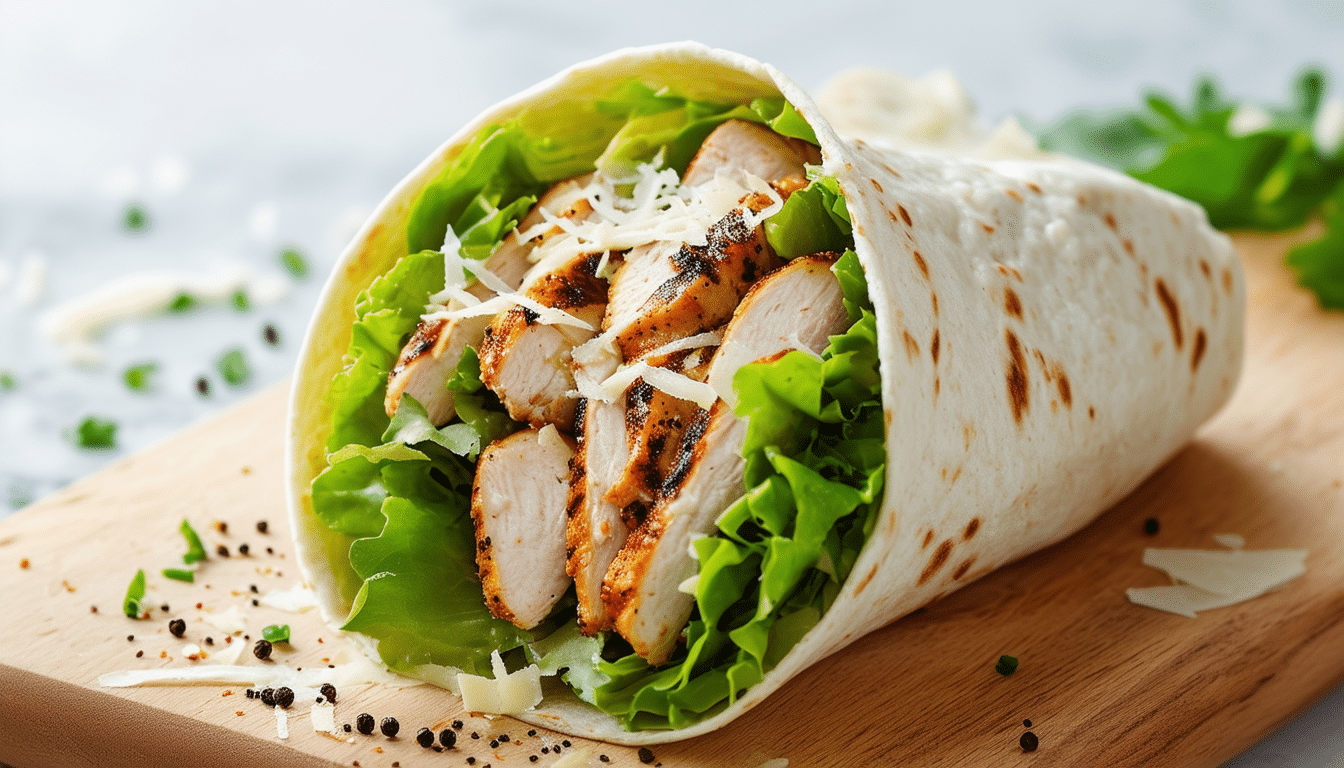 discover a quick and easy recipe for delicious chicken caesar wraps featuring tender grilled chicken and rich parmesan cheese. perfect for a satisfying lunch or dinner!