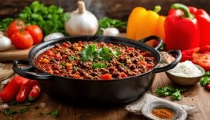 discover a quick and easy one-pot chili recipe featuring ground beef, kidney beans, fresh tomatoes, and aromatic spices. perfect for a hearty meal any night of the week!
