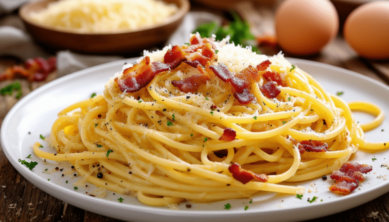 discover a simple and delicious recipe for pasta carbonara featuring crispy bacon, creamy eggs, and rich parmesan cheese. perfect for a quick weeknight dinner or special occasions!