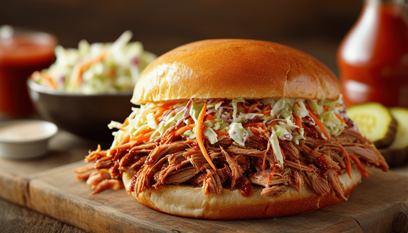 discover how to make mouthwatering pulled pork sandwiches with creamy coleslaw effortlessly! this easy recipe guarantees tender, flavorful pork that's perfect for any gathering.