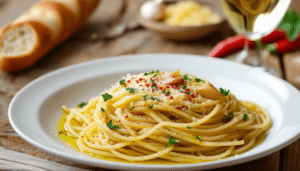 discover the simplicity of our easy spaghetti aglio e olio recipe! made with just garlic and olive oil, this classic italian dish is quick to prepare and bursting with flavor. ideal for a weeknight dinner or a cozy gathering, indulge in this delicious meal that highlights the beauty of minimal ingredients.