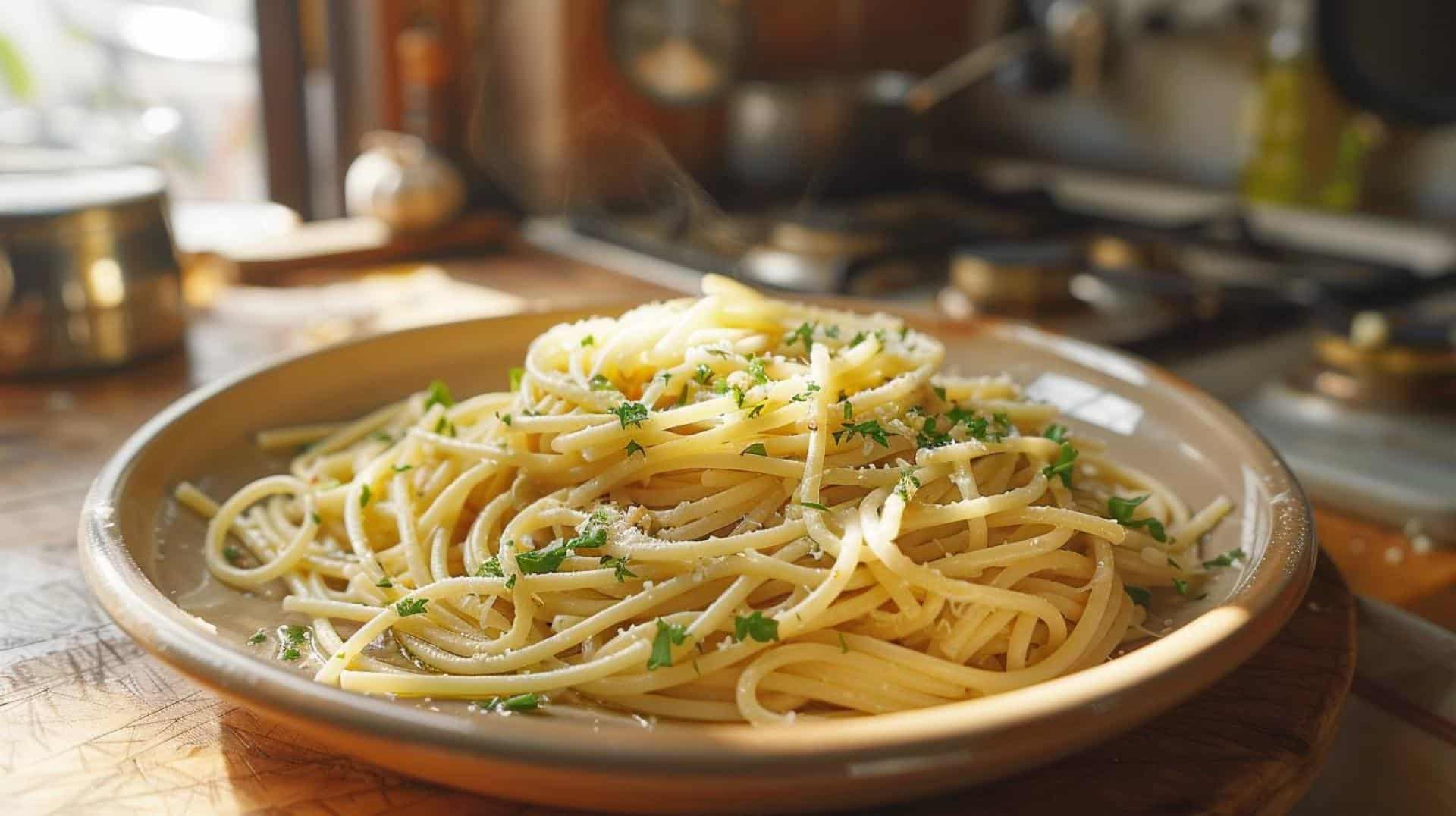 Easy recipe spaghetti aglio e olio with garlic and olive oil