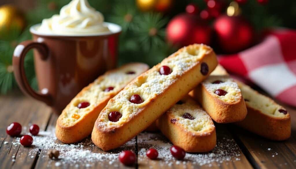 Festive cookies with cranberries and whipped cream