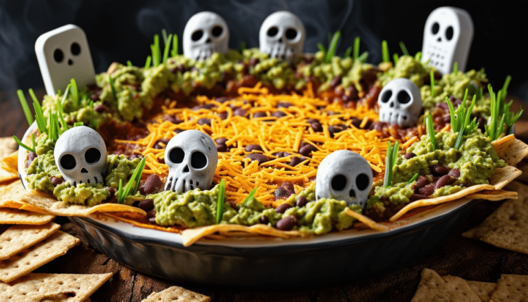 dive into the spooky spirit with our graveyard taco dip recipe! this delicious taco dip is not only a treat for the taste buds but also a festive decoration resembling a graveyard. perfect for halloween parties, it's sure to be a hit among guests of all ages!