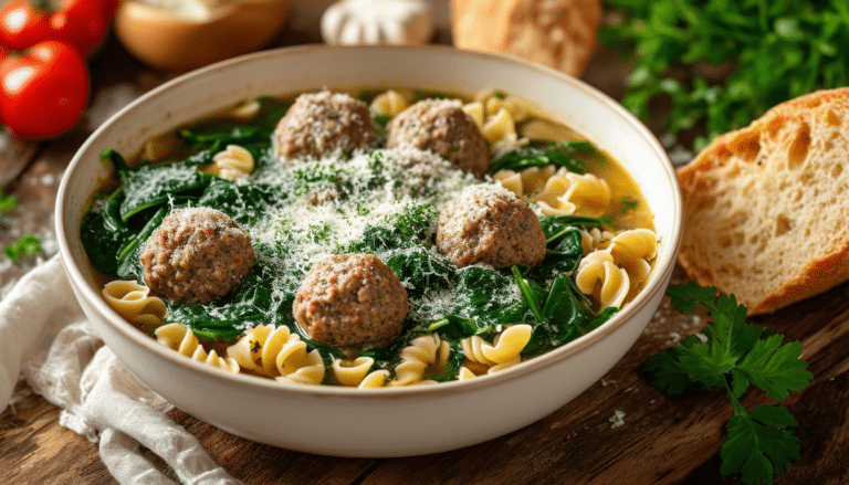 discover a delightful and easy recipe for one-pot italian wedding soup, featuring hearty meatballs, fresh spinach, and tender pasta. perfect for a cozy dinner, this flavorful soup combines classic italian ingredients for a comforting meal everyone will love.