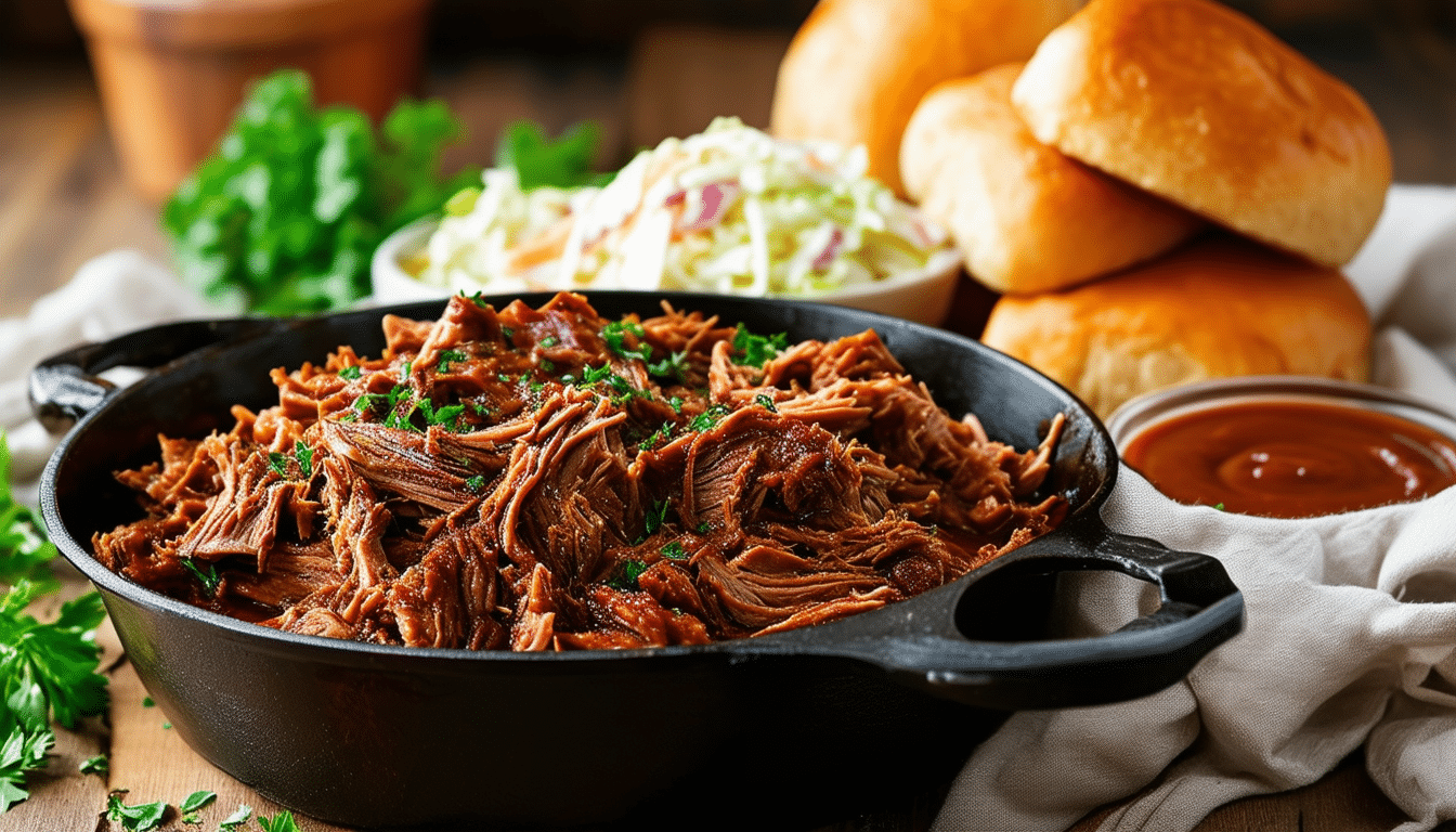 discover the ultimate comfort food with our one-pot pulled pork recipe. this dish features tender, juicy pulled pork simmered to perfection in savory barbecue sauce, all made in just one pot for easy cleanup. perfect for family gatherings or weeknight dinners!