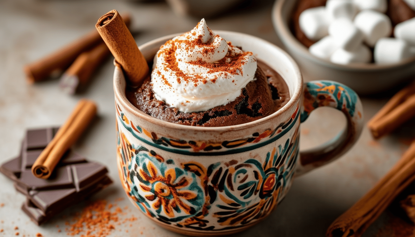 indulge in the rich, velvety goodness of a spicy mexican hot chocolate mug cake! this quick and easy dessert combines the warmth of spices with decadent chocolate in a perfect single-serving treat. just mix, microwave, and enjoy a gourmet chocolate experience in minutes!