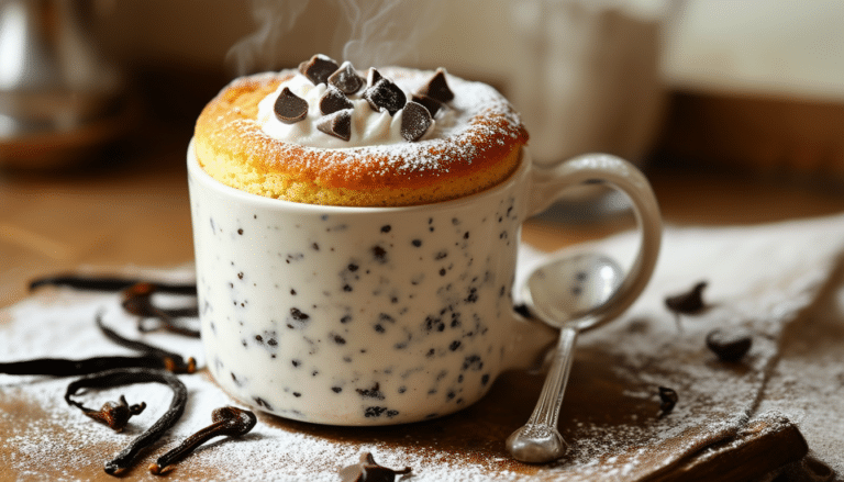 indulge in the rich, creamy flavors of our velvety vanilla bean mug cake. this quick and easy recipe delivers a warm, delicious dessert in minutes, perfect for satisfying your sweet tooth anytime. treat yourself to a delightful single-serving cake that's bursting with the essence of real vanilla bean!