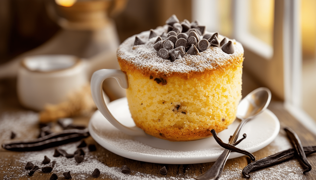 indulge in the rich and creamy flavors of our velvety vanilla bean mug cake. this quick and easy recipe delivers a delightful dessert experience in just minutes, perfect for satisfying your sweet cravings. enjoy the luxurious texture and aromatic vanilla bean essence in every bite!