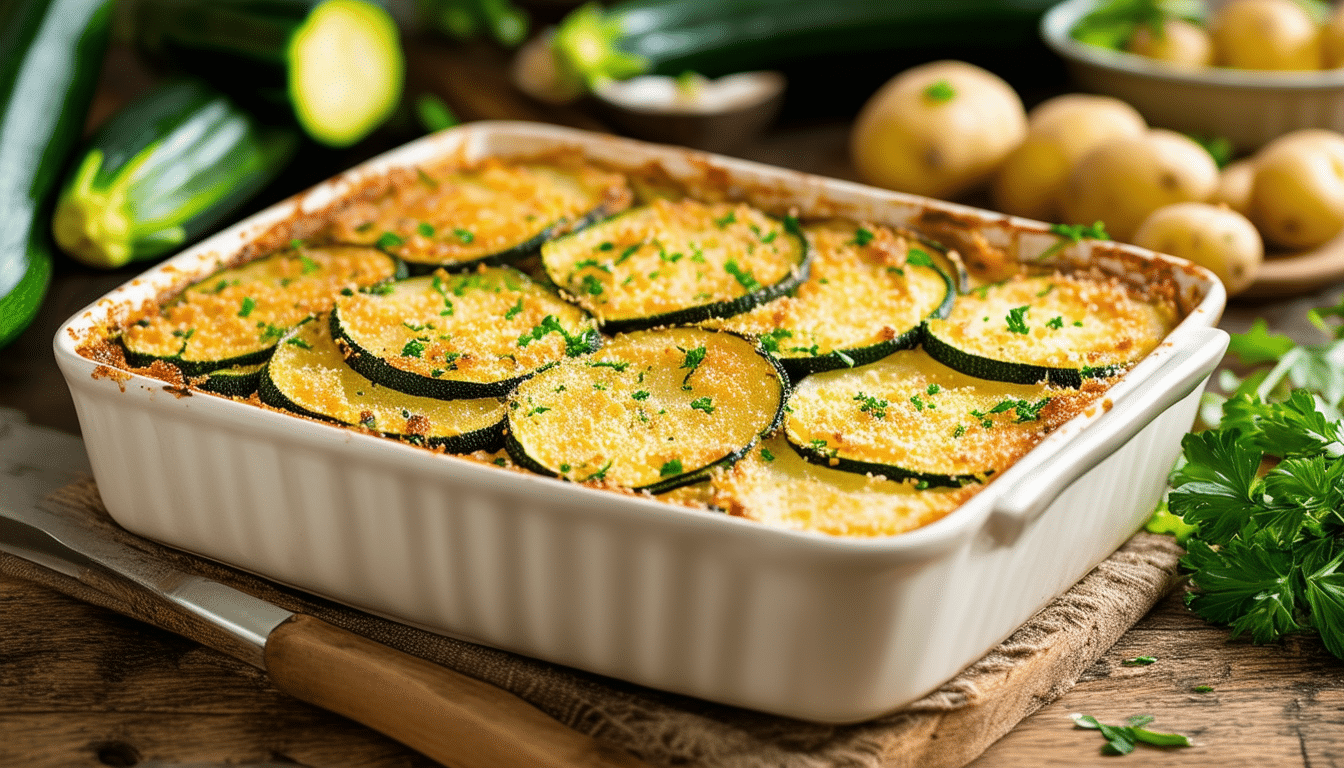 discover a quick and delicious zucchini-potato gratin recipe that your family will absolutely love! perfect for busy weeknights, this easy dish combines fresh ingredients and comforting flavors, making it a delightful addition to your dinner table.