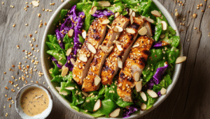 discover a quick and easy recipe for asian chicken salad featuring crisp cabbage, tender chicken, crunchy almonds, and a flavorful sesame ginger dressing. perfect for a light meal or a refreshing side dish!