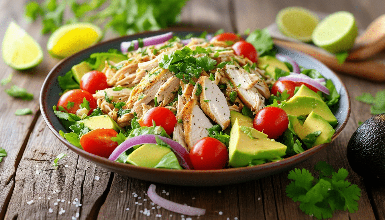 discover a quick and delicious avocado chicken salad recipe featuring fresh cilantro and zesty lime. this easy meal is perfect for lunches or light dinners, combining nutritious ingredients for a refreshing and satisfying dish.