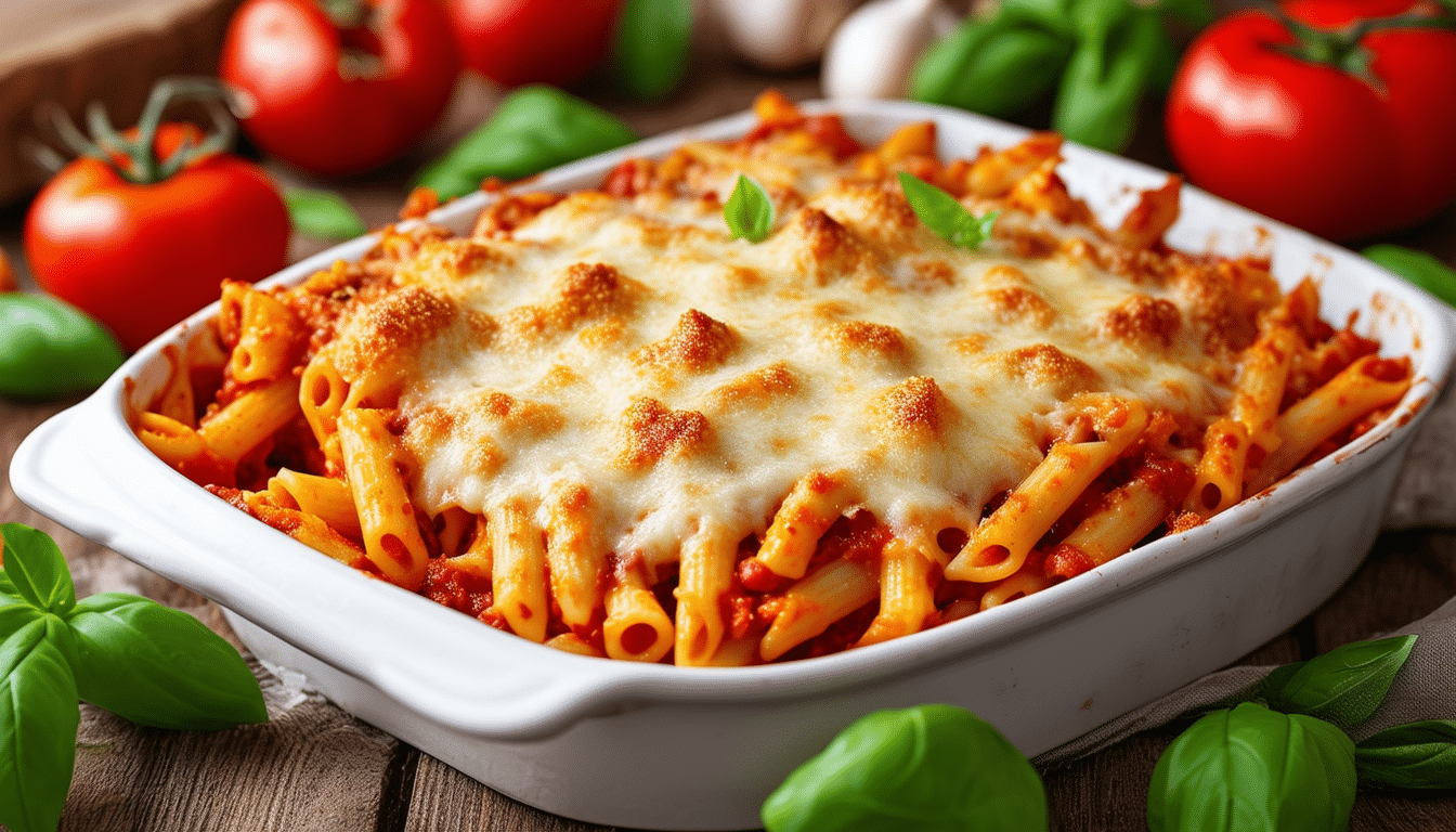 discover a simple and delicious recipe for baked ziti featuring rich marinara sauce, creamy ricotta, and gooey mozzarella cheese. perfect for a cozy family dinner, this comforting dish is easy to prepare and sure to please everyone at the table.