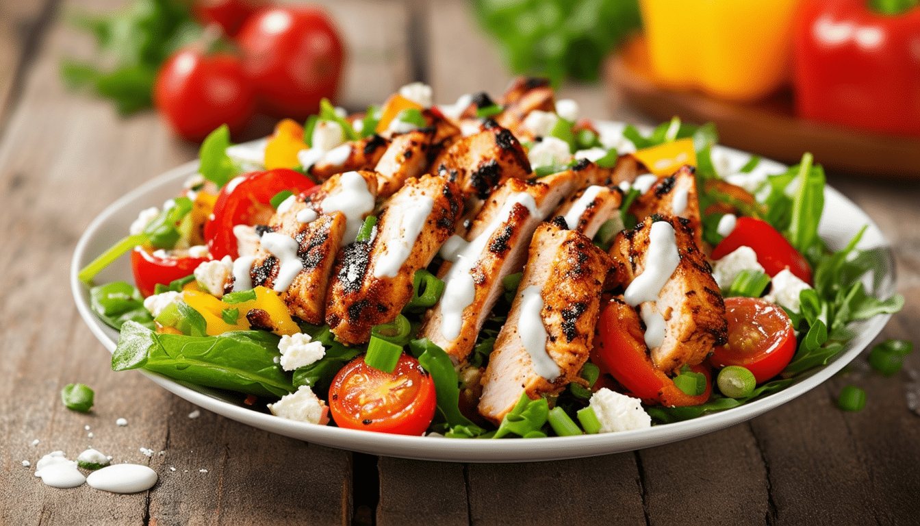 discover a simple and delicious bbq chicken salad recipe topped with creamy ranch dressing. perfect for a quick meal or a summer bbq, this dish combines tender chicken, fresh greens, and bold flavors for a crowd-pleasing treat.