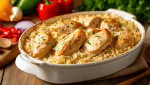 discover a simple and delicious recipe for chicken and rice casserole with a creamy sauce. perfect for a comforting family meal, this easy dish combines tender chicken, fluffy rice, and a rich, flavorful sauce that will satisfy everyone at the table.