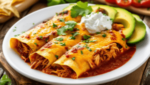 discover a simple and delicious chicken enchiladas recipe! tender tortillas filled with savory chicken, generously covered in rich sauce and melted cheese. perfect for a quick weeknight dinner that will impress your family and friends.