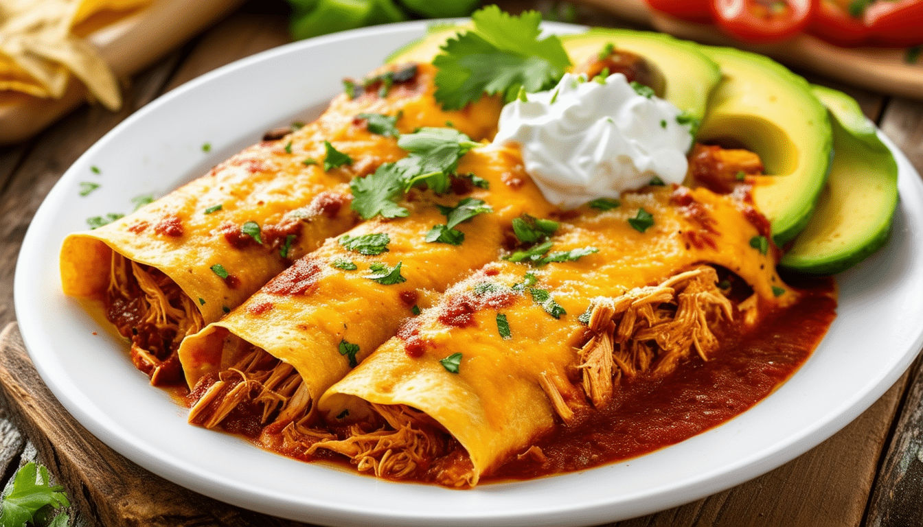 discover a simple and delicious chicken enchiladas recipe! tender tortillas filled with savory chicken, generously covered in rich sauce and melted cheese. perfect for a quick weeknight dinner that will impress your family and friends.