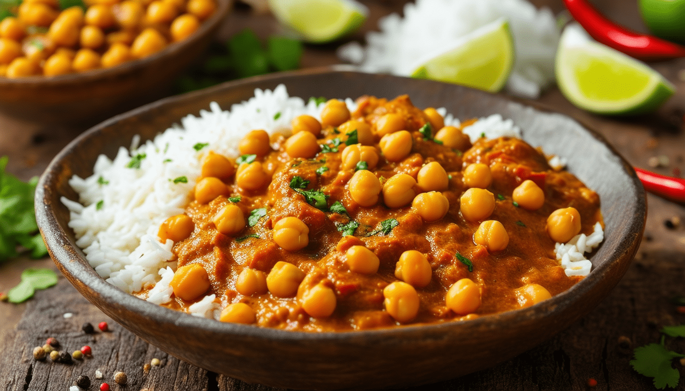 discover a simple and delicious recipe for chickpea curry featuring a rich blend of spicy tomato and creamy coconut milk. perfect for a quick weeknight dinner, this dish is both satisfying and packed with flavor.