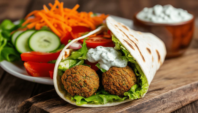 discover a simple and delicious recipe for falafel wraps, featuring creamy tzatziki sauce and a medley of fresh vegetables. perfect for a quick lunch or a tasty dinner, this vibrant dish is sure to please everyone!