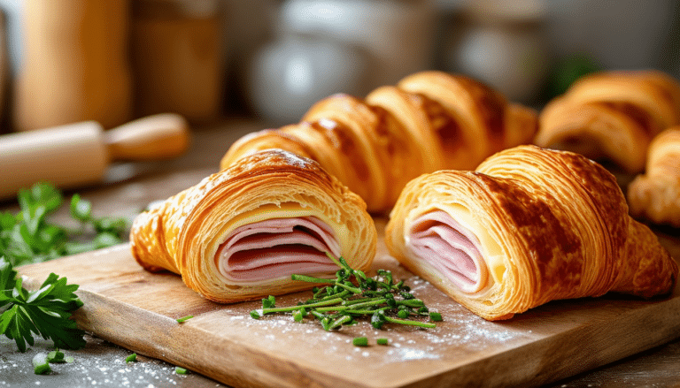 discover a simple and delicious recipe for ham and cheese croissants, featuring savory ham and creamy swiss cheese perfectly baked inside flaky croissant dough. ideal for breakfast or a snack!