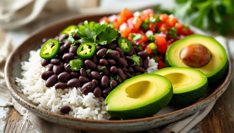 discover a simple and delicious recipe for rice and beans topped with fresh salsa and creamy avocado. perfect for a quick meal or a healthy side dish, this easy-to-follow guide will help you whip up a satisfying dish in no time!