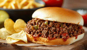 discover a deliciously simple recipe for sloppy joes featuring tender ground beef simmered in a sweet and tangy sauce, served on a soft bun. perfect for a quick weeknight dinner or a casual gathering!