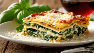 discover this easy recipe for vegetable lasagna featuring creamy ricotta and fresh spinach. perfect for a hearty, healthy meal that delights everyone at the table!