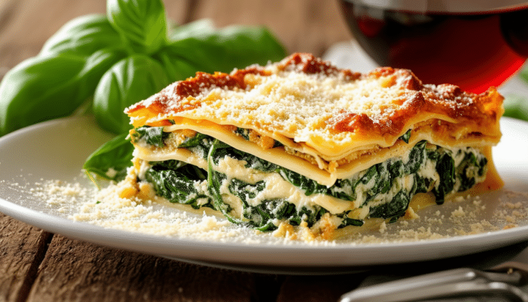 discover this easy recipe for vegetable lasagna featuring creamy ricotta and fresh spinach. perfect for a hearty, healthy meal that delights everyone at the table!
