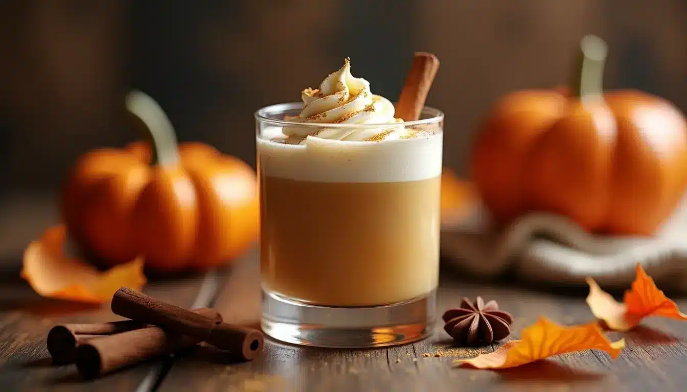Pumpkin spice latte with whipped cream and cinnamon