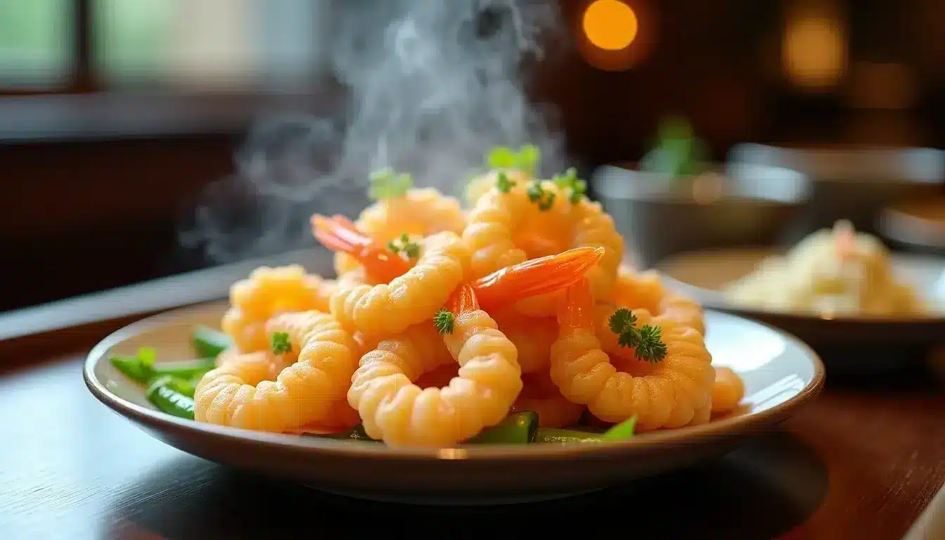 Steaming shrimp curry on a plate
