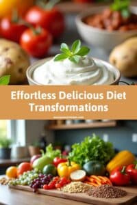 A vibrant assortment of fresh vegetables, fruits, and grains on a kitchen counter epitomizing healthy food swaps.