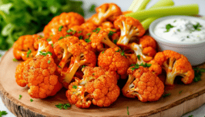 discover the ultimate crispy and spicy buffalo cauliflower air fryer recipe! perfect as a delectable appetizer, this healthy twist on a classic favorite is easy to make and bursting with flavor. enjoy guilt-free indulgence with every crunchy bite!