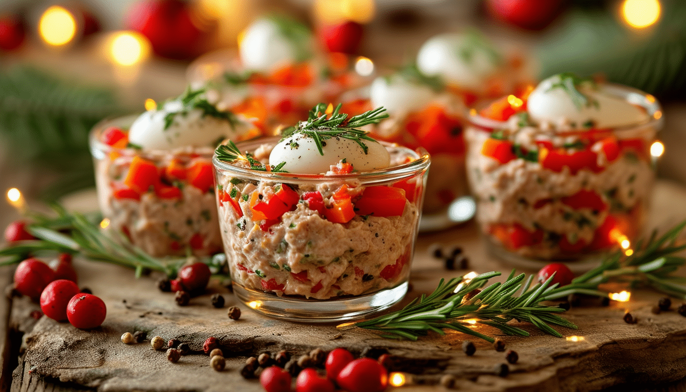 impress your guests this christmas with our delightful tuna verrines! easy to make yet elegant, these festive appetizers are sure to elevate your holiday gathering. discover the perfect blend of flavors and textures in every bite, and make your celebrations unforgettable.