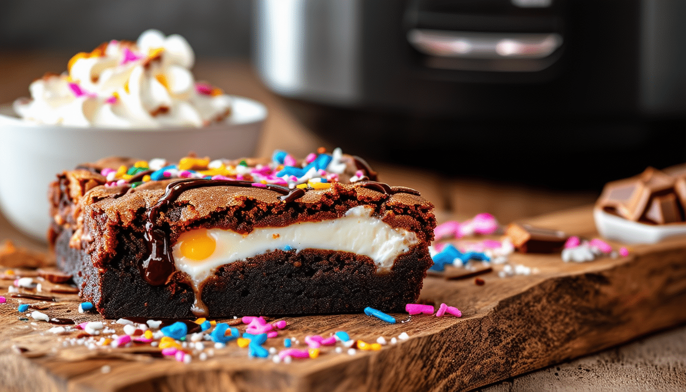 discover the ultimate easy and quick cream-filled egg brownie recipe! delight in delicious, air fryer desserts that are perfect for satisfying your sweet cravings in no time. indulge in this simple yet decadent treat today!