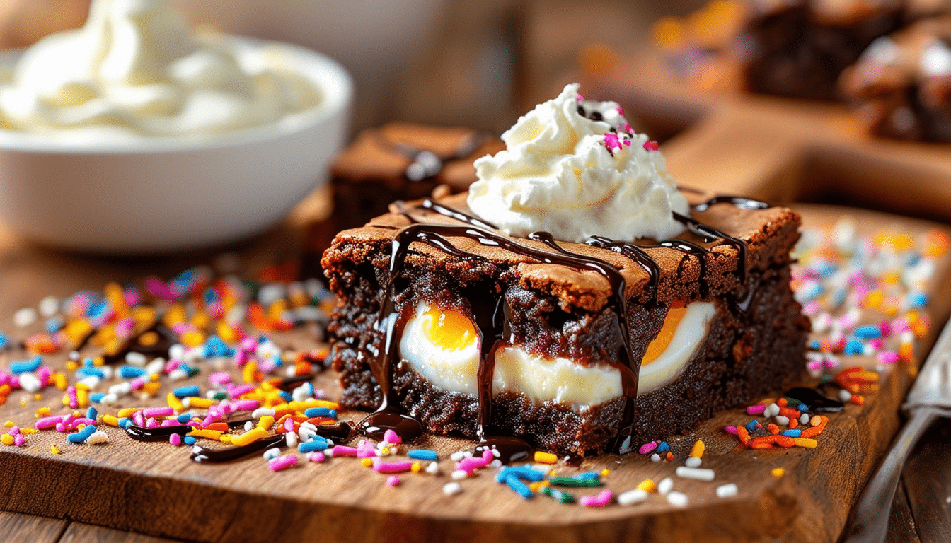 discover the ultimate indulgence with our easy and quick cream-filled egg brownie recipe! perfectly crafted for air fryers, these delicious desserts will satisfy your sweet tooth in no time. try this simple recipe and elevate your dessert game today!
