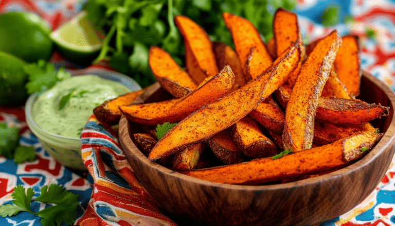 indulge in the vibrant flavors of mexican-style sweet potato fries made effortlessly in your air fryer. perfectly crispy and perfectly seasoned, these delicious fries are a feast for your taste buds that will elevate any meal or snack time.