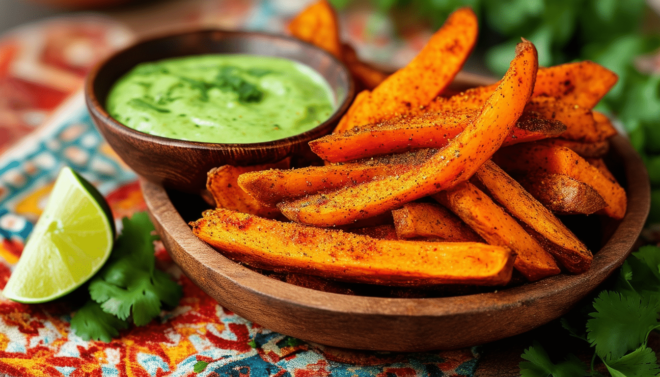 indulge in the savory goodness of mexican-style sweet potato fries cooked to perfection in your air fryer. this delicious recipe combines vibrant spices and a crispy texture, offering a flavorful feast that will delight your taste buds. perfect as a snack or side dish!