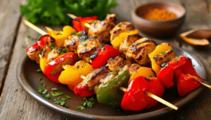 discover the perfect blend of flavors with our easy and flavorful cajun chicken and pepper skewers! this delightful air fryer recipe allows you to enjoy a mouthwatering meal that's quick to prepare and sure to impress. perfect for weeknight dinners or gatherings, these skewers are a must-try!