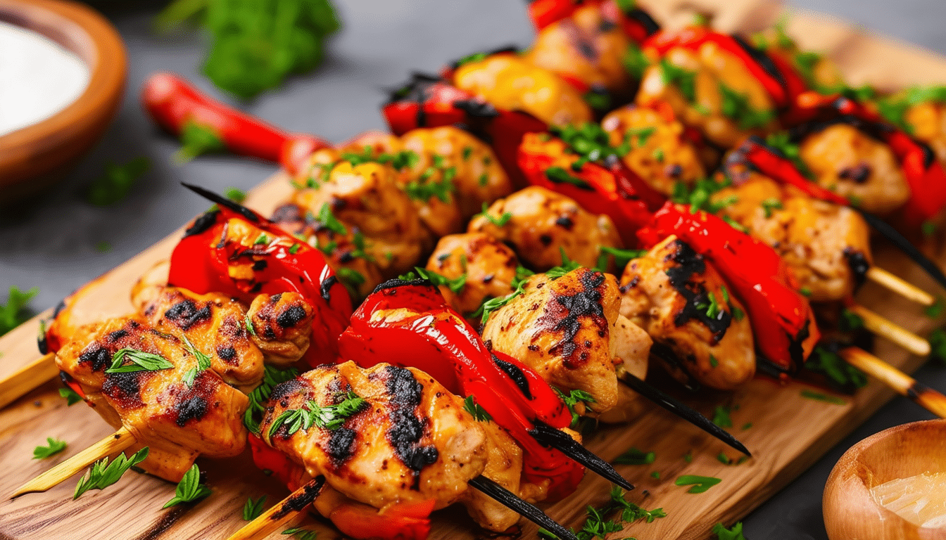 discover the perfect blend of flavors with our easy and flavorful cajun chicken and pepper skewers. this delightful air fryer recipe offers a quick and healthy way to enjoy tender, juicy chicken and vibrant peppers, making it an ideal dish for any occasion. elevate your mealtime with these mouthwatering skewers that are packed with cajun spice goodness!