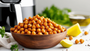 discover the delightful taste of quick and flavorful air fryer spiced chickpeas, a nutritious snack ready in minutes. enjoy the perfect blend of spices for a crispy, healthy treat that satisfies your cravings!