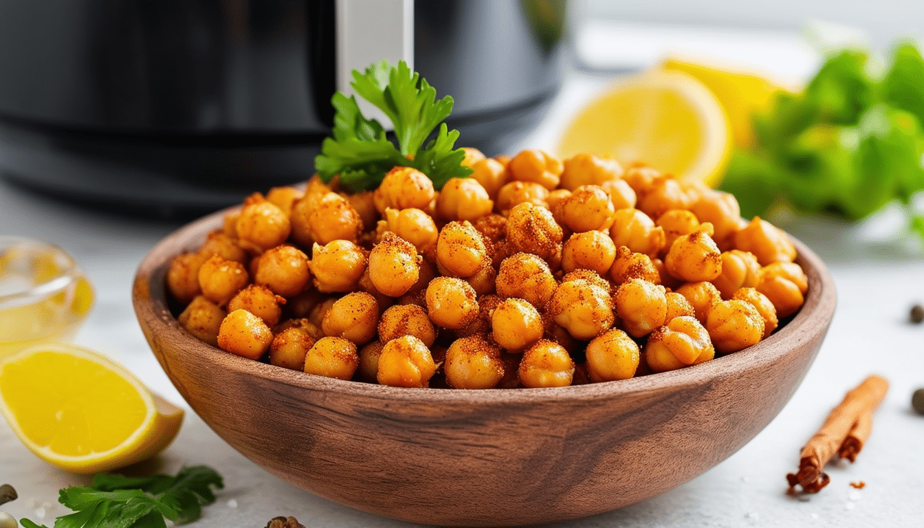 discover the perfect healthy snack with our quick and flavorful air fryer spiced chickpeas recipe. ready in minutes, this delicious and nutritious treat is packed with flavor and makes for an irresistible guilt-free indulgence. perfect for any time of day!