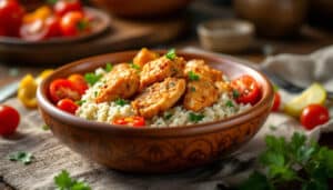 discover the perfect blend of health and flavor with our air fryer delight recipe! enjoy a crispy chicken couscous bowl that's not only delicious but also easy to prepare. ideal for a quick, nutritious meal that satisfies your cravings.