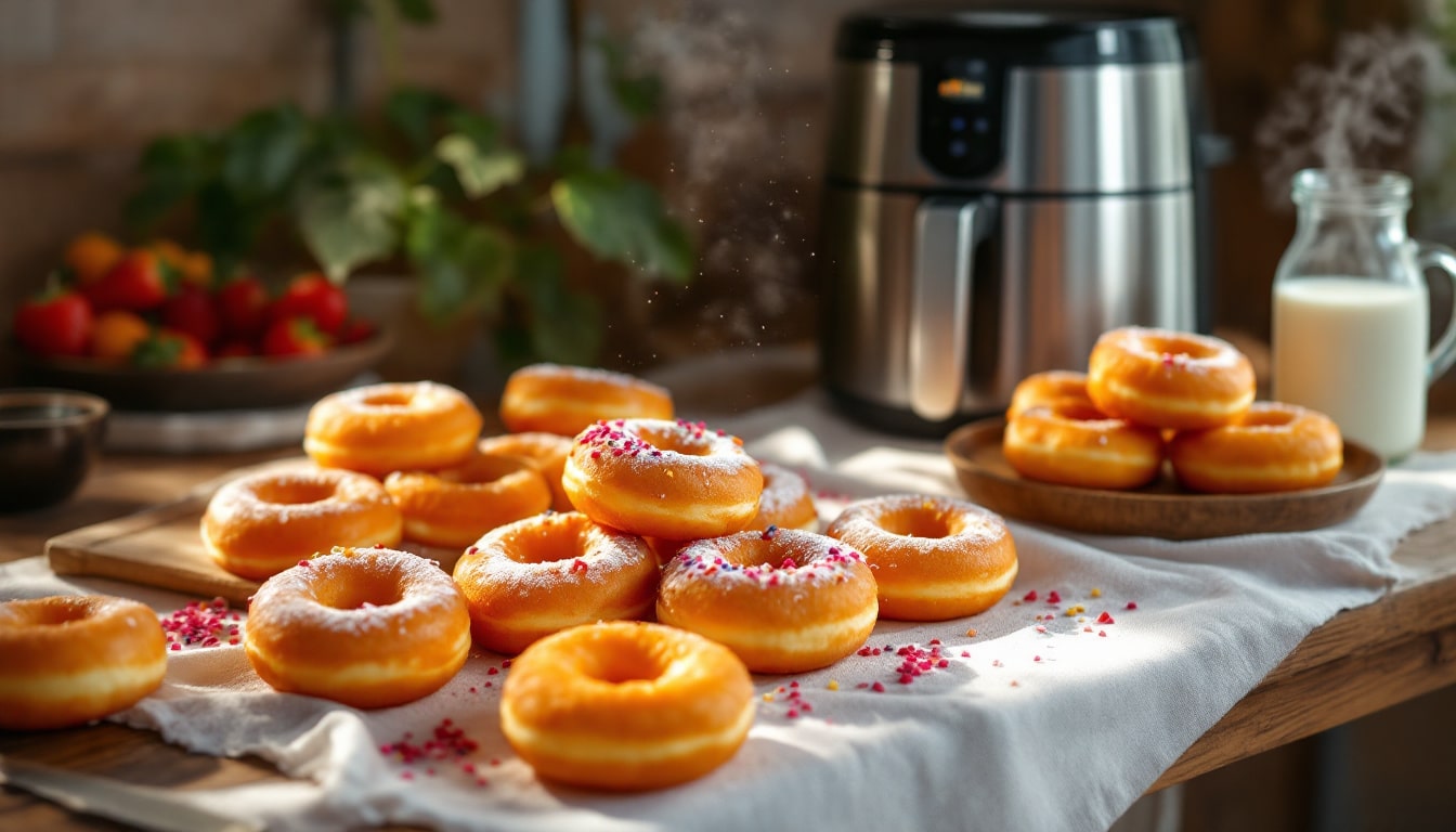 discover how to make deliciously crispy and light fried donuts using your air fryer with this easy recipe. perfect for a sweet treat any time of day!