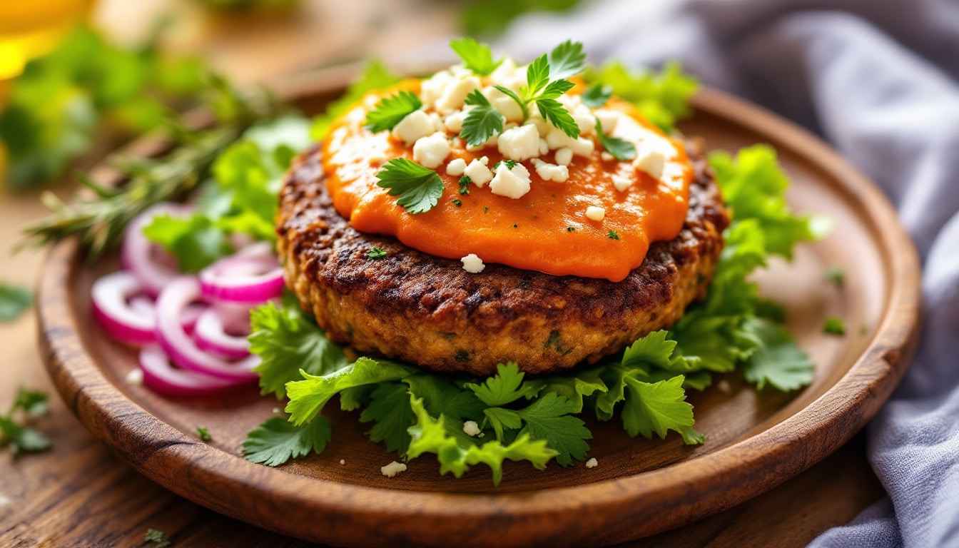 discover a mouthwatering recipe for delicious and easy air fryer lentil and harissa vegetarian burgers. perfectly seasoned and healthy, these burgers are quick to prepare, making them an ideal choice for a tasty weeknight dinner or a delightful bbq treat!