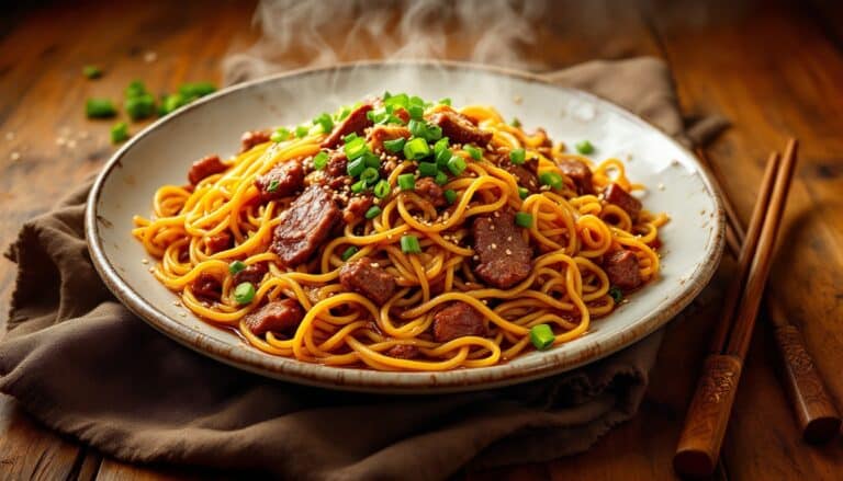 Tasty Mongolian ground beef noodle recipe