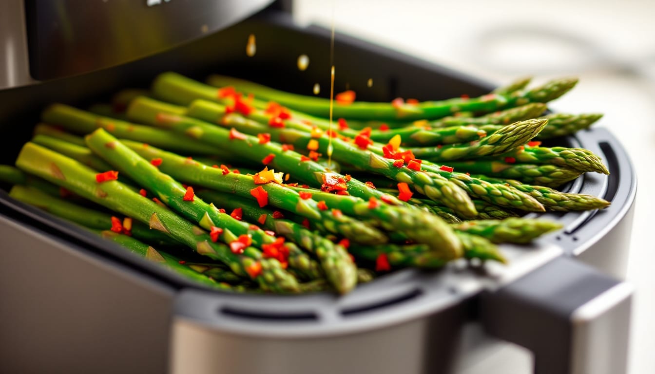 discover a quick and crunchy air fryer asparagus recipe that makes for a healthy and delicious meal. perfect for anyone looking to enjoy a nutritious side dish in no time!