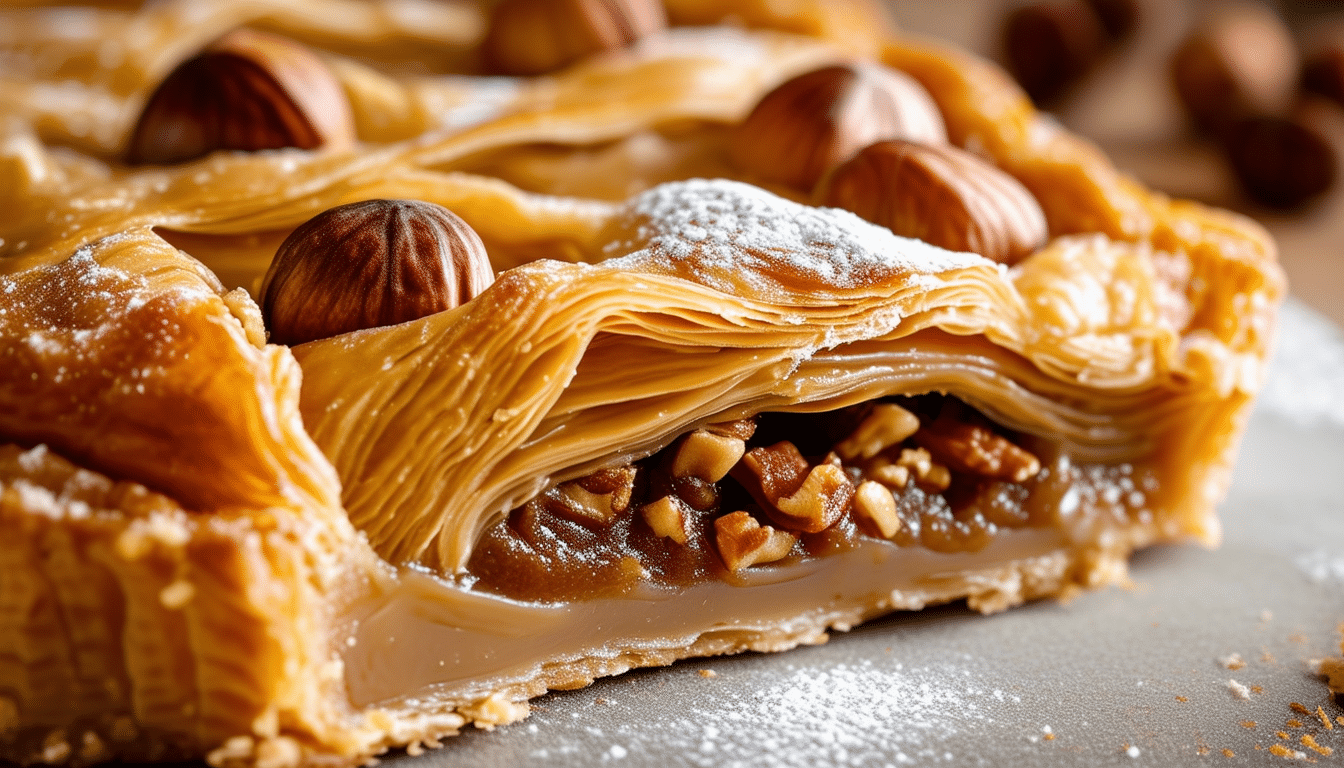 discover the enchanting flavors of our hazelnut galette des rois recipe! perfectly flaky and irresistibly rich, this delightful twist on the traditional french pastry combines the nutty essence of hazelnuts with a touch of sweetness, making it a must-try for any celebration.
