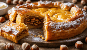 discover the delightful flavors of our irresistible hazelnut galette des rois recipe. perfect for celebrating epiphany or any special occasion, this rich and buttery pastry combines a luscious hazelnut filling with a flaky crust. impress your family and friends with this easy-to-follow recipe that's sure to become a favorite!