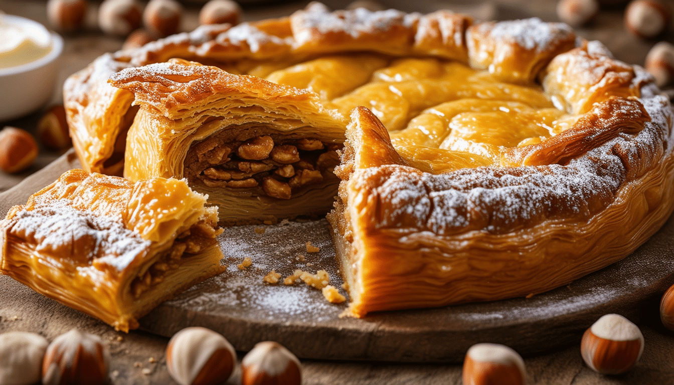 discover the delightful flavors of our irresistible hazelnut galette des rois recipe. perfect for celebrating epiphany or any special occasion, this rich and buttery pastry combines a luscious hazelnut filling with a flaky crust. impress your family and friends with this easy-to-follow recipe that's sure to become a favorite!